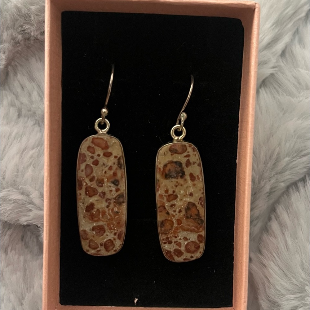 Elegant Brown Stone Dangle Earrings